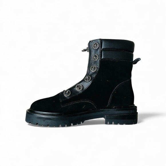 Kurt Geiger Women\'s Black Leather Jeweled Combat Boots 8 main image 1